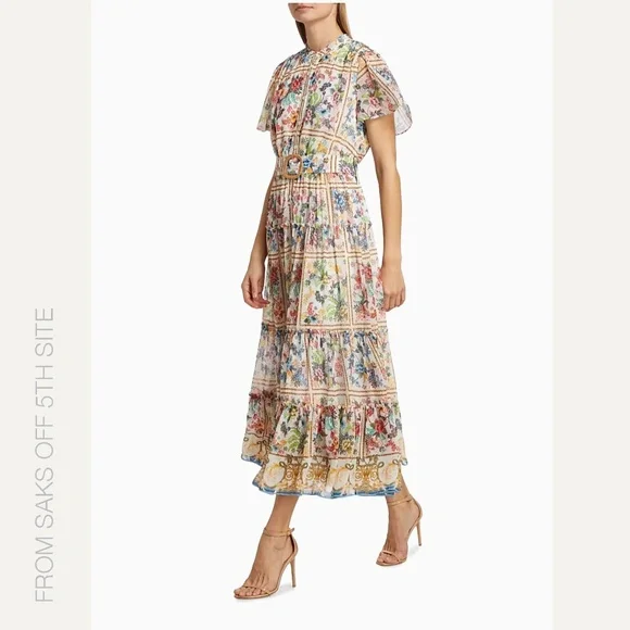 Elie Tahari Aimee Summer Palace Tiered Floral-Print Midi/Maxi Dress SIZE 14 - Picture 1 of 16